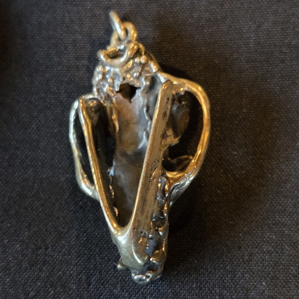 Fire & Bone Sterling Silver Greater Flying Fox Bat Skull Pendant Necklace - Picture 7 of 9